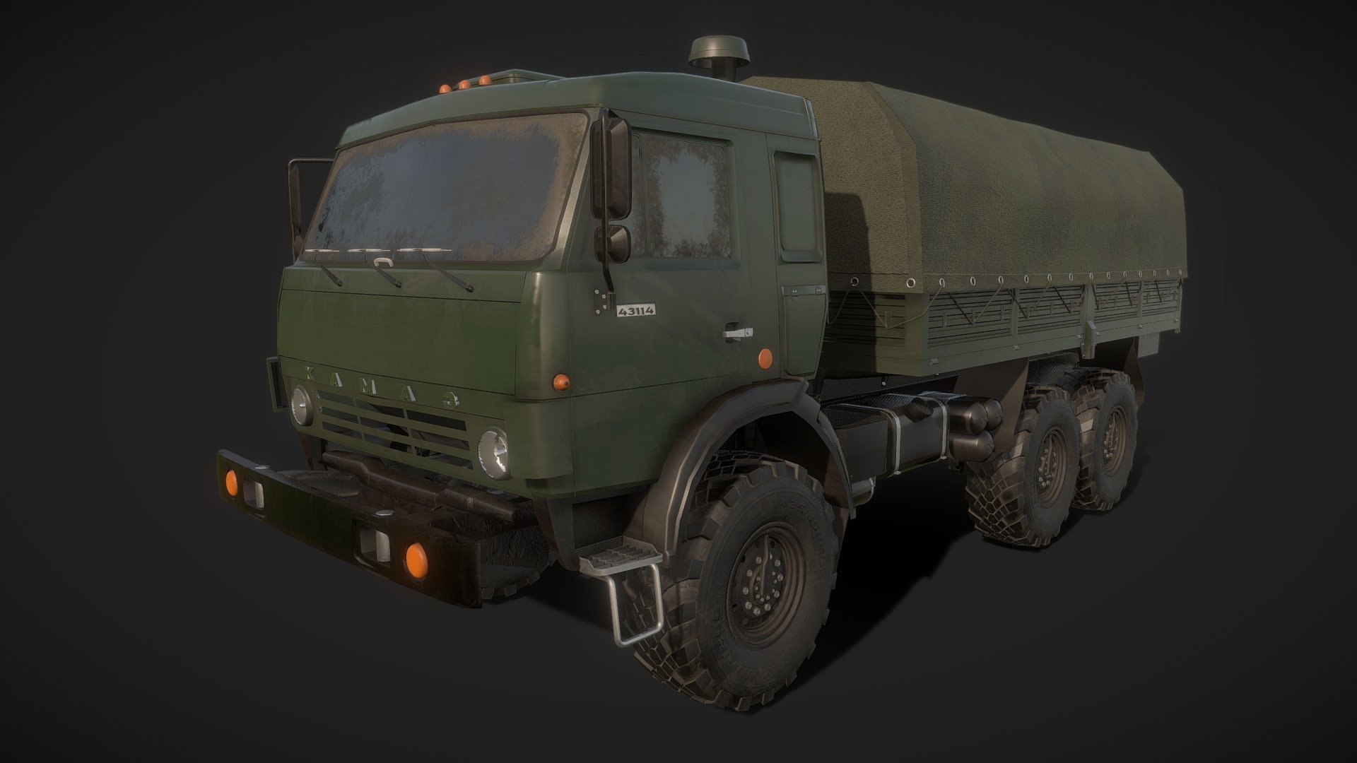 This is a model of a military Russian truck Kamaz 43114.

The model is detailed but for now it has no interior.
 - Kamaz 43114 - 3D model by Anderson Fogaça (@andersonfogaca) 3d model