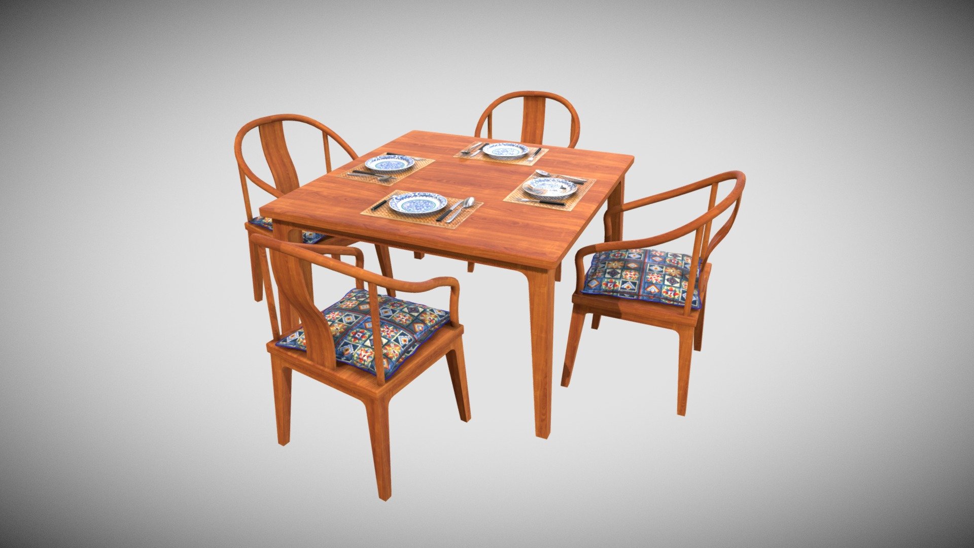 Table Set - Download Free 3D model by Francesco Coldesina (@topfrank2013) 3d model