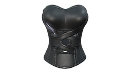 Female Faux Black Leather Steampunk Corset steampunk, leather, fashion, medieval, girls, top, clothes, womens, wear, faux, corset, pbr, low, poly, female, fantasy, black, strapless, overbust
