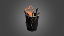 Stylized Mesh Pen Holder mesh, pencil, scissors, pen, desk, holder, item, cup
