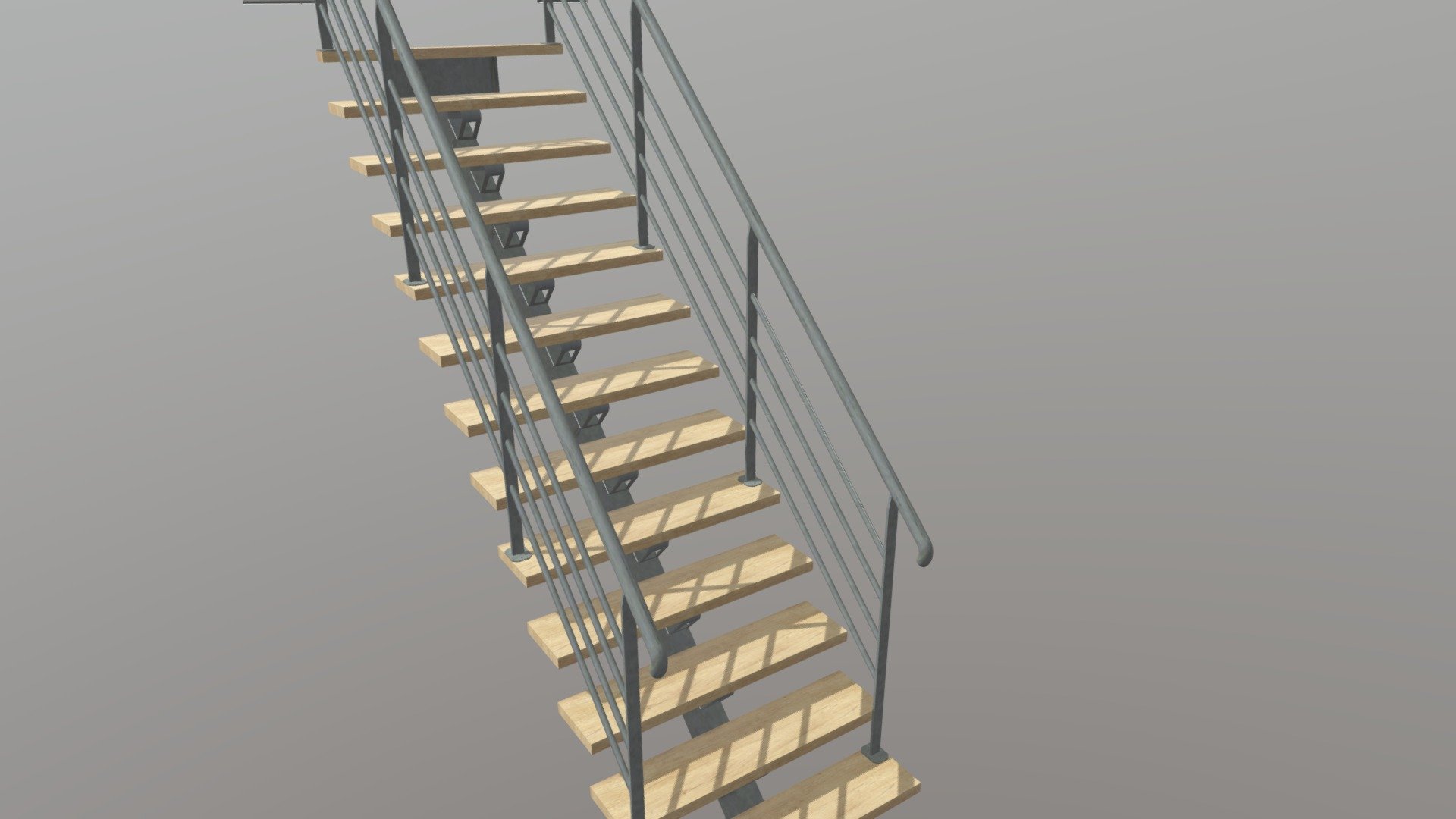 escalier droit limon central acier - Escalier Metal Bois - 3D model by amd-bazin 3d model