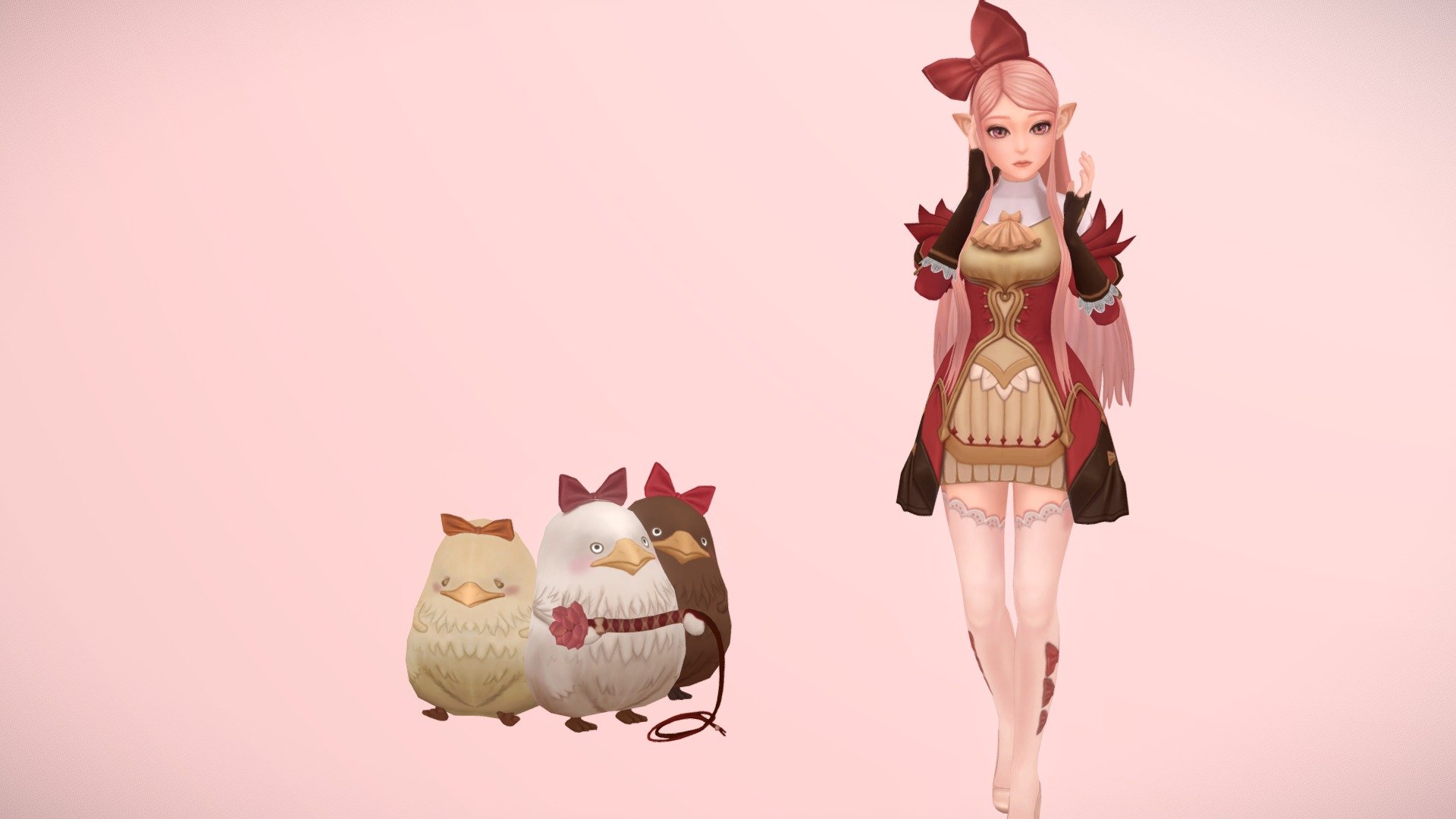 3 chikens with DK online npc - Lina 3D charactet modeling - 3D model by yeori00 3d model