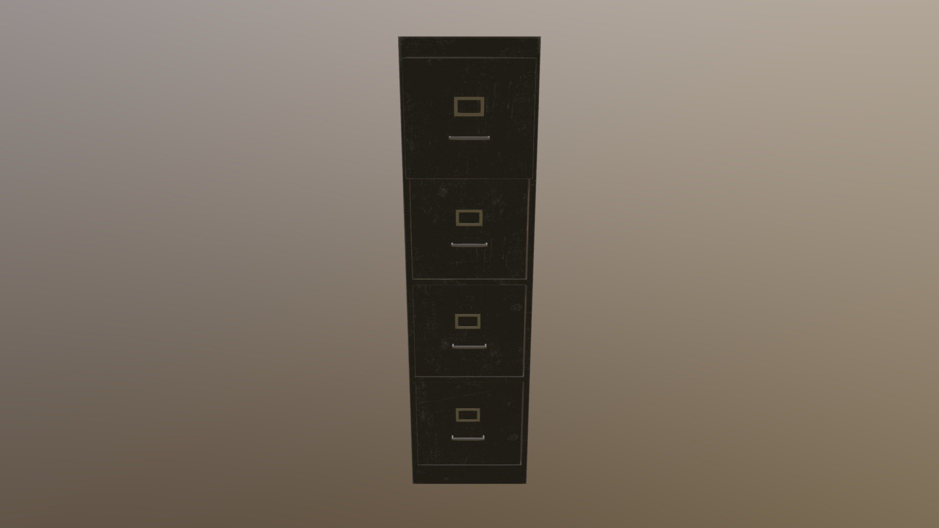Old filing cabinet with the top drawer open 3d model