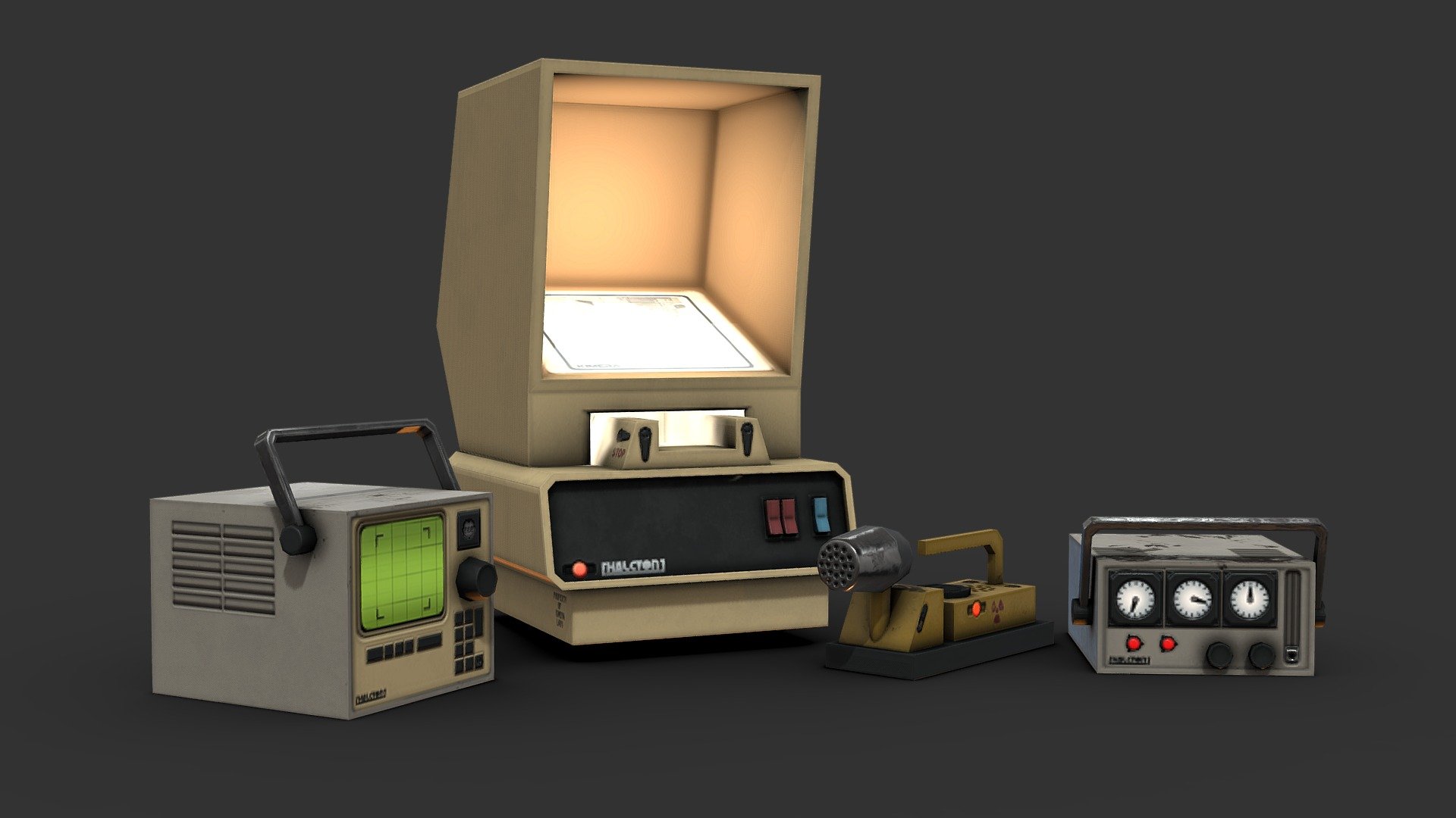 Various electronic devices for an underground lab thing I'm working on, as setdressing.

Made with 3DSMax and Substance Painter - Lab Things - Download Free 3D model by Renafox (@kryik1023) 3d model