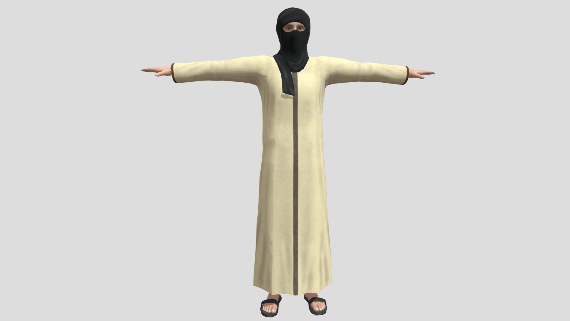 Description:
Arab Male 3D model is a high quality, photo real model that will enhance detail and realism to any of your game projects or commercials. The model has a fully textured, detailed design that allows for close-up renders. 

Features:
• High quality polygonal model with detailed texture, correctly scaled for an accurate representation of the original object.
• Maya 2019 V-Ray and standard materials scenes along with multiple other file formats.
• Texture files are given in .jpg formats for easy access.
• All preview images are rendered using Autodesk Maya vray
• No cleaning up necessary, just drop your models into the scene, Load the texture and start rendering.
• No special plugin needed to open scene 3d model