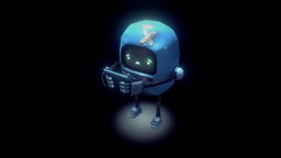 Robot Robean gadget, b3d, sad, challenge, tablet, crying, 3dcoat, cyborg, alone, ai, lonely, weeklycgc, pbr, blender3d, technology, robot