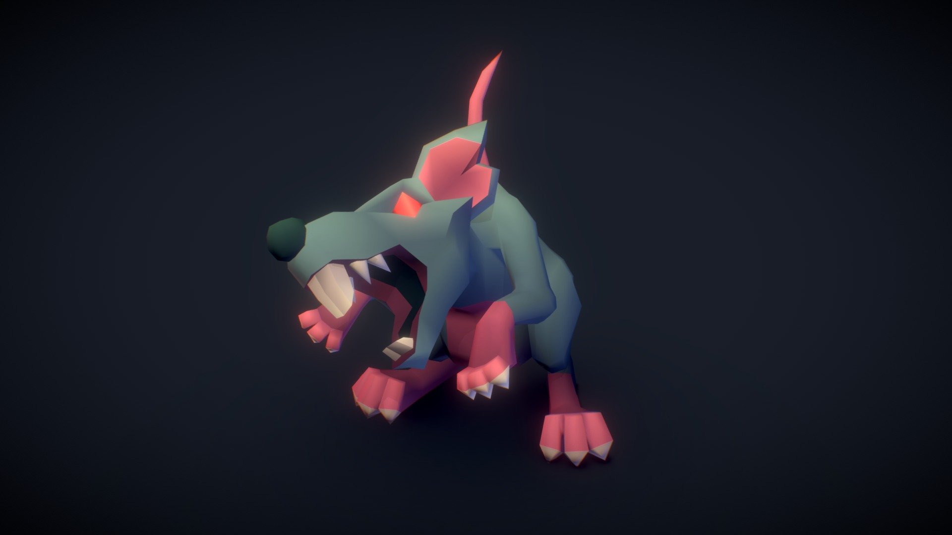 A posed, cartoony rat enemy character for a digital dungeon board game 3d model