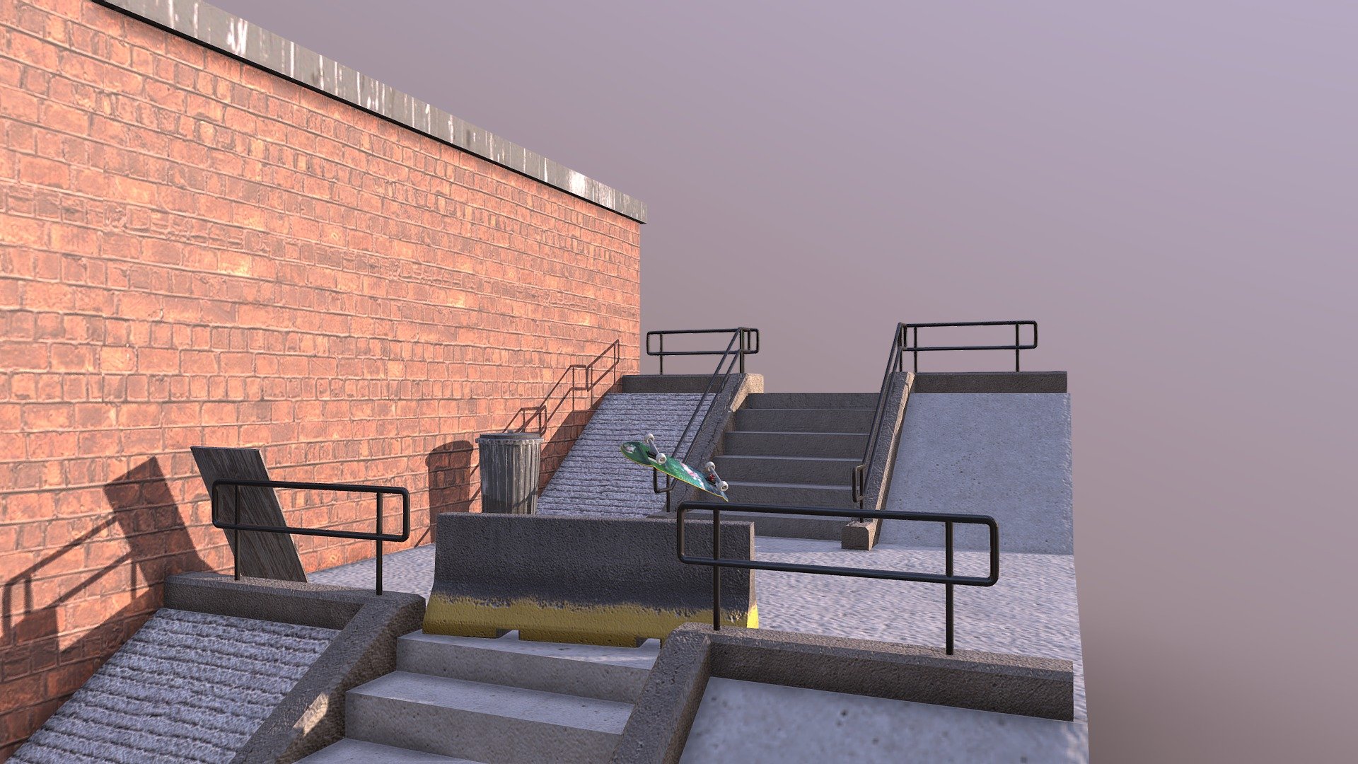 Ct4012 - 2019 submission. I based this model around a real life location  in New York. My interpretation of hidden treasure is the whole scene itself. Skate spots, as they are called are a real treasure for a skater because they are hard to find amongst the countless number of stairs and rails in any city 3d model