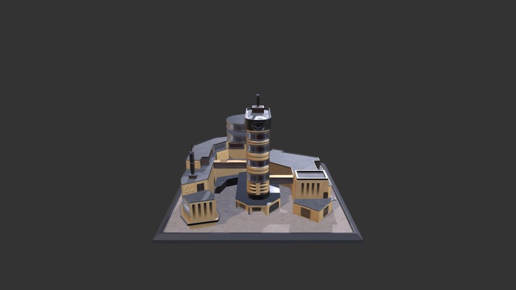 Low Poly RTS building with PBR texturing and alphas 3d model