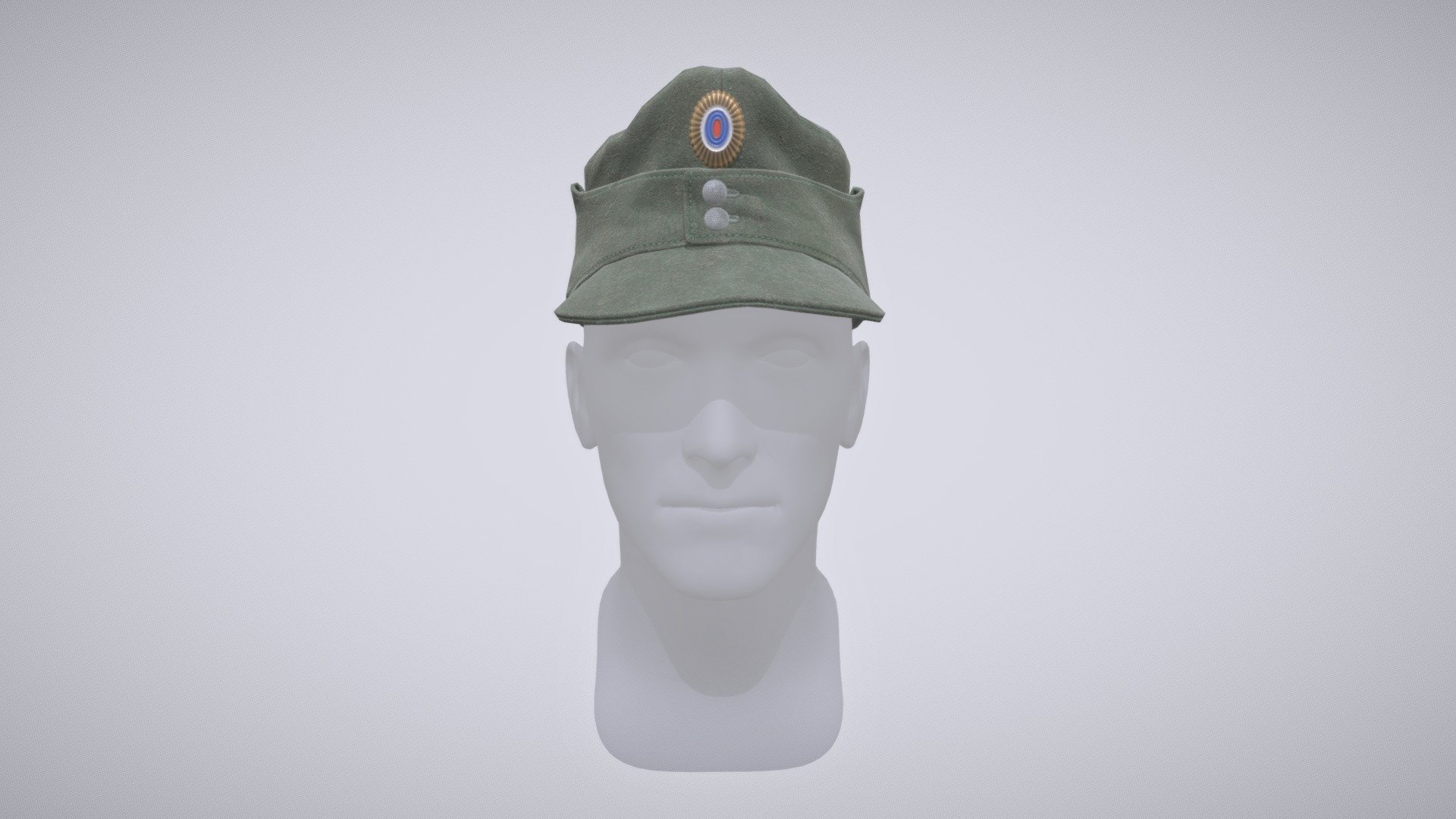 The ski cap is a type of field cap used by several German-speaking or German-influenced armed forces. The design originates from imperial Austria-Hungary, but is best known for its widespread use as M43 field cap (Einheitsmütze) used by the German Wehrmacht during World War II. There is a cap badge witch used by ost battalion 3d model