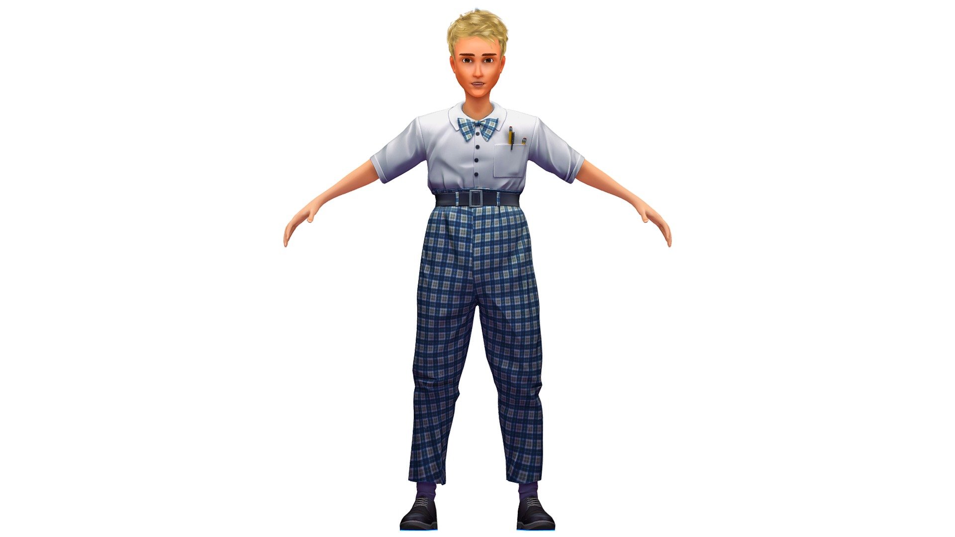 you can combine and match othercombinations using the collection: - Young Man White Shirt Plaid Pants - Buy Royalty Free 3D model by Oleg Shuldiakov (@olegshuldiakov) 3d model