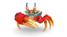 Red Sea Crab Lowpoly Art Style