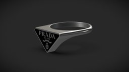 Prada Symbole Ring Black product, style, jewelry, fashion, silver, realistic, rich, vip, expensive, glamour, prada, uni, design, industrial, ring, steel