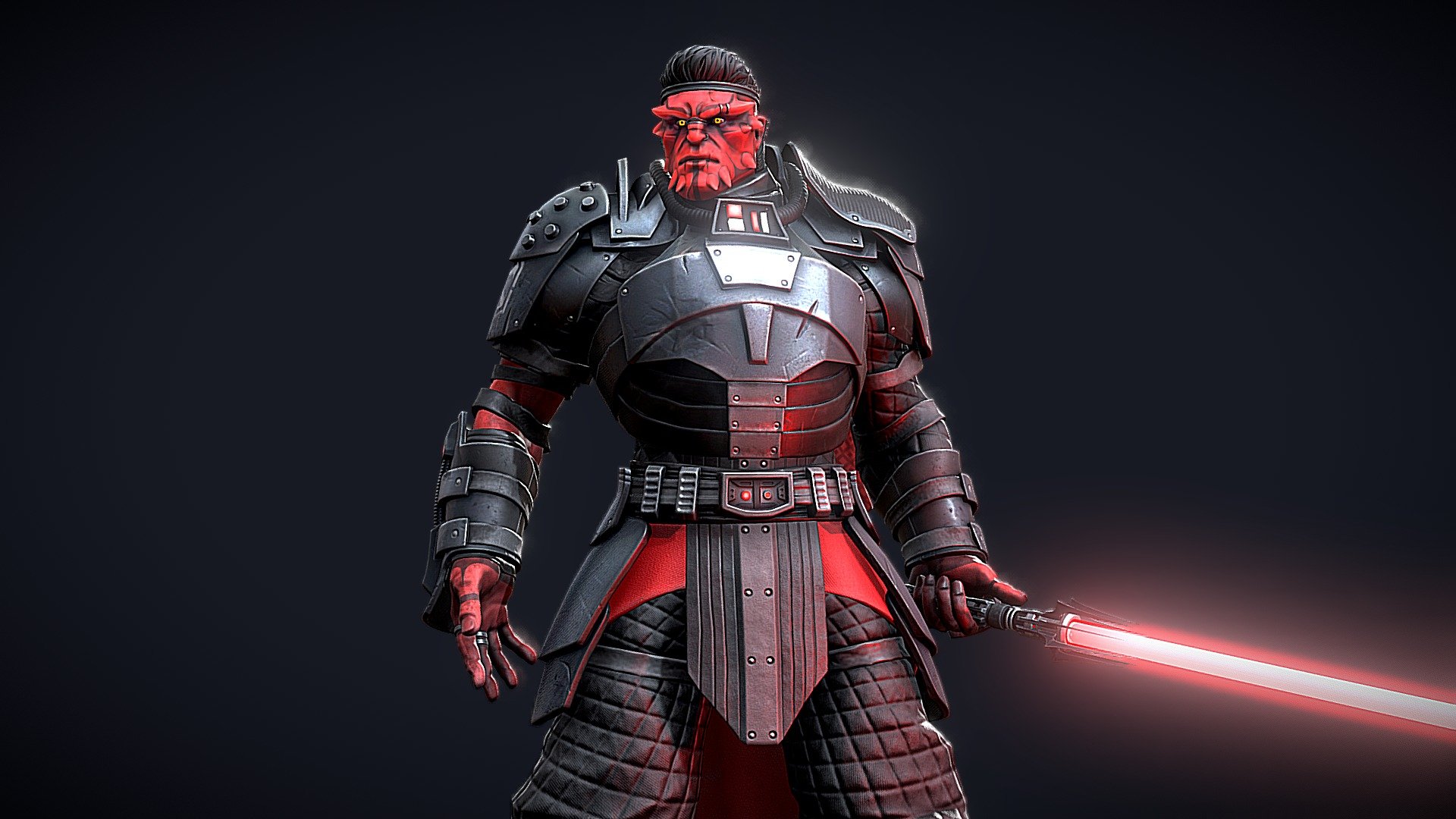 Little side project : 70k tris (Lightsaber included).

Link to Artstation Renders : https://www.artstation.com/artwork/m80WO1

Lord Volaris, a Sith Pureblood enforcer, emerged from the shadows as a relentless instrument of the dark side. Raised in the Sith Empire's heartland, Dromuund kaas, he displayed exceptional prowess in the Force and an intense contempt for the jedi code. Power was all that mattered to him, and only the strong would survive.

Handpicked by the Sith Council for his unwavering devotion, Volaris was entrusted with the task of eliminating rogue Sith and isolated Jedi threats. His ferocity burned like a flame within him, propelling him to become an unstoppable force against those who dared to challenge the Empire's supremacy.

Volaris relentless pursuit of his ennemies became famous, his name whispered in fear among both Sith and Jedi alike. He embraced his role with unwavering determination, seeing himself as a guardian of Sith purity and a protector of the Empire's dominance 3d model