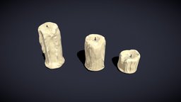 Old Melted Candles wax, medieval, flame, antique, candle, candles, candlestick, decor, models, candlelight, melting, unrealengine, wick, various, additional, lowpoly, home, decoration, halloween, interior, light