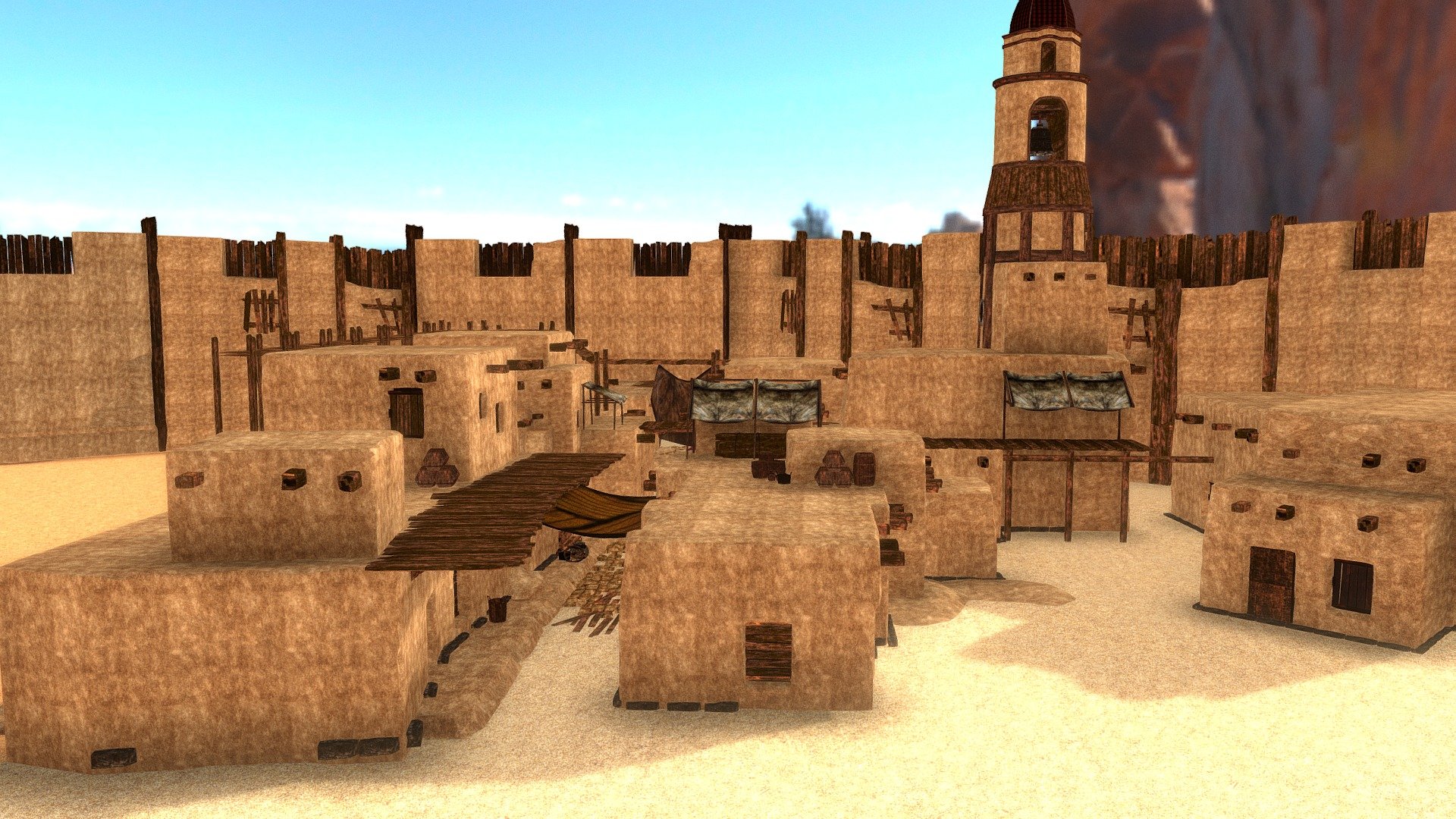 Fantasy: Low Poly Desert Town - 3D model by emijar 3d model