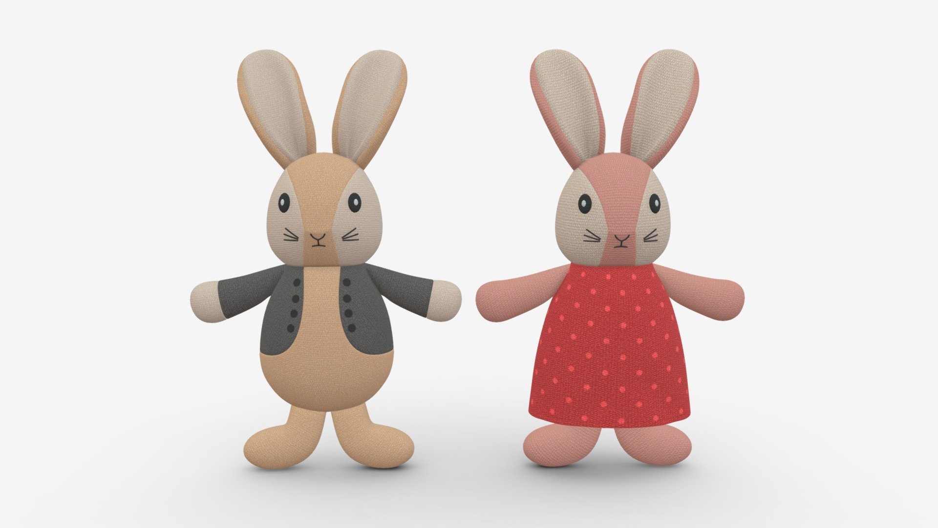 Bunny toy girl and boy - Buy Royalty Free 3D model by HQ3DMOD (@AivisAstics) 3d model