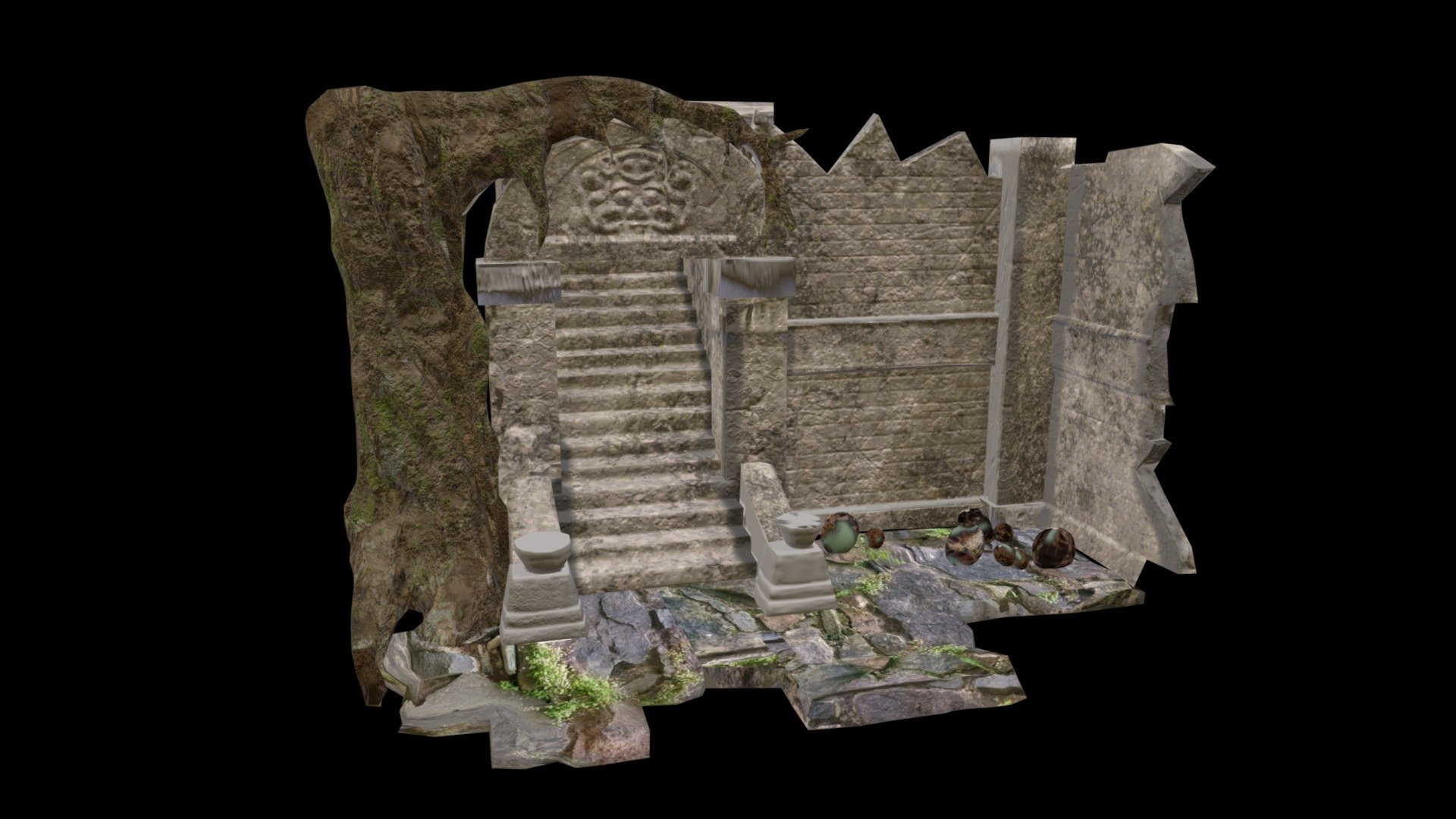 Scene I did for Portfolio 5 - Stone Temple entrance - 3D model by Derek_Billadeau 3d model