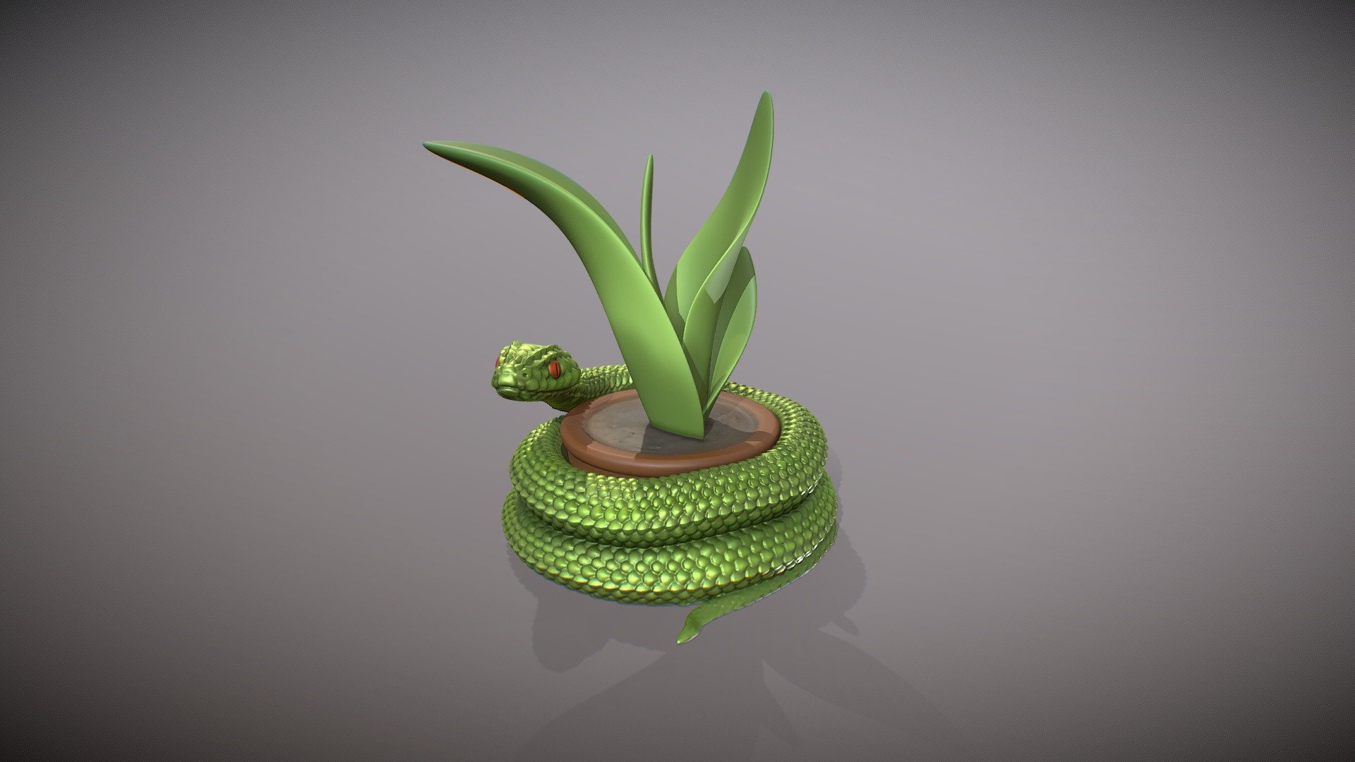 Fun coiled snake pot (Planter).  Model for 3D printing sculpted in zbrush, ideal for succulents or cacti.

The file is provided with and without water drainage hole 3d model