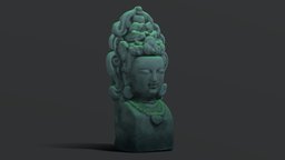 Buddha Face Statue ( ghibli style ) face, buddha, ancient, ghibli, statue, clay, substancepainter, substance