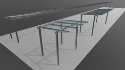 Bike Shelter with Glass Roof High-Poly (Wip)