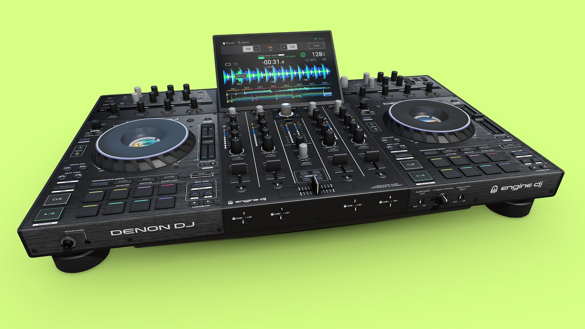 4-Deck Smart DJ Console with 10.1” Touchscreen - DENON DJ PRIME 4 - Buy Royalty Free 3D model by Jan Vančík (@JanVancik3D) 3d model
