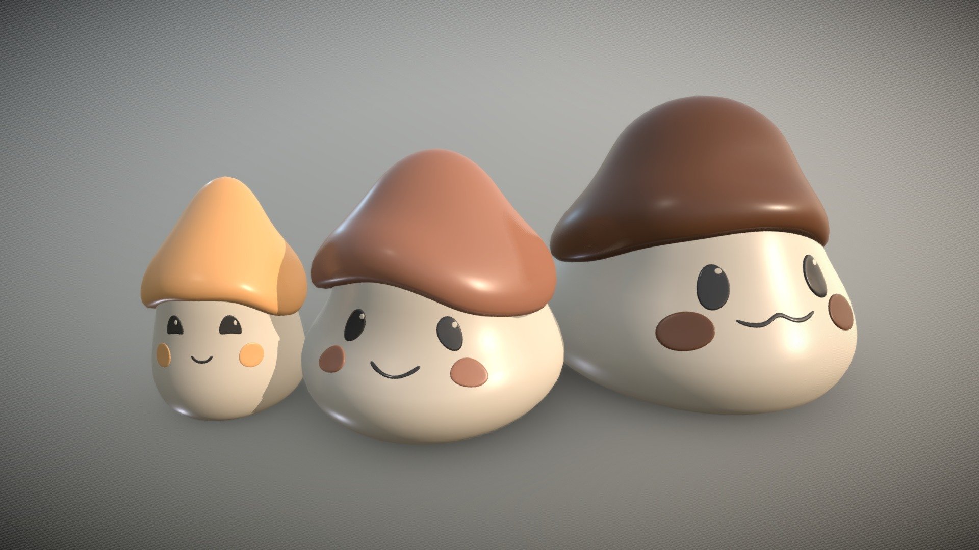 Some Cute Little Mushroom characters I made. Created these characters with Blender 3d model