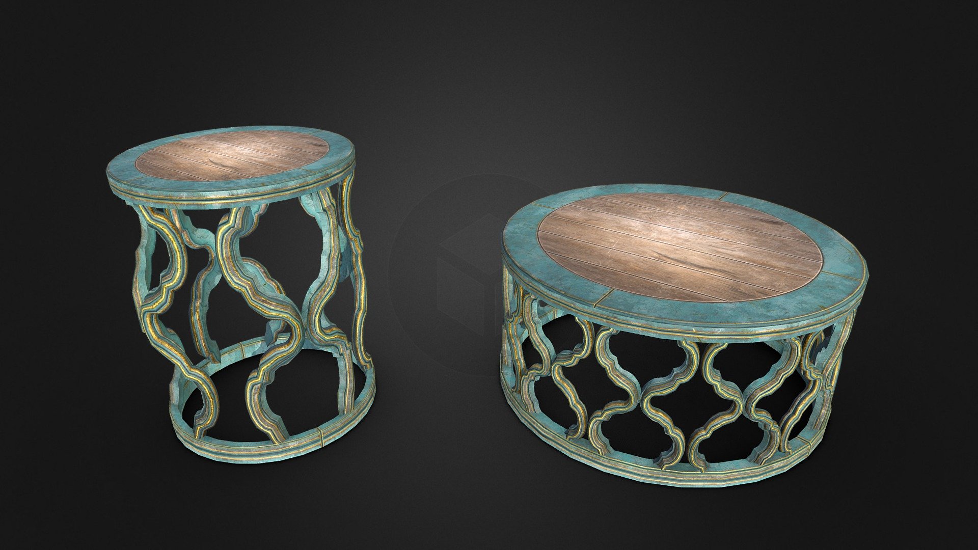 Cyan Coffee and End Table - 3D model by TonyGalindo3d 3d model