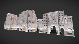 Buildings appartment, brick, roof, floor, town, low-poly, asset, game, house, city, building, street