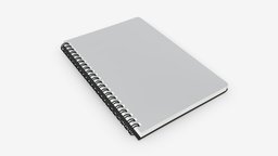 Spiral sketchbook A5 02 school, empty, template, paper, business, pad, notebook, note, spiral, sketchbook, diary, write, blank, notepad, book, 3d, pbr