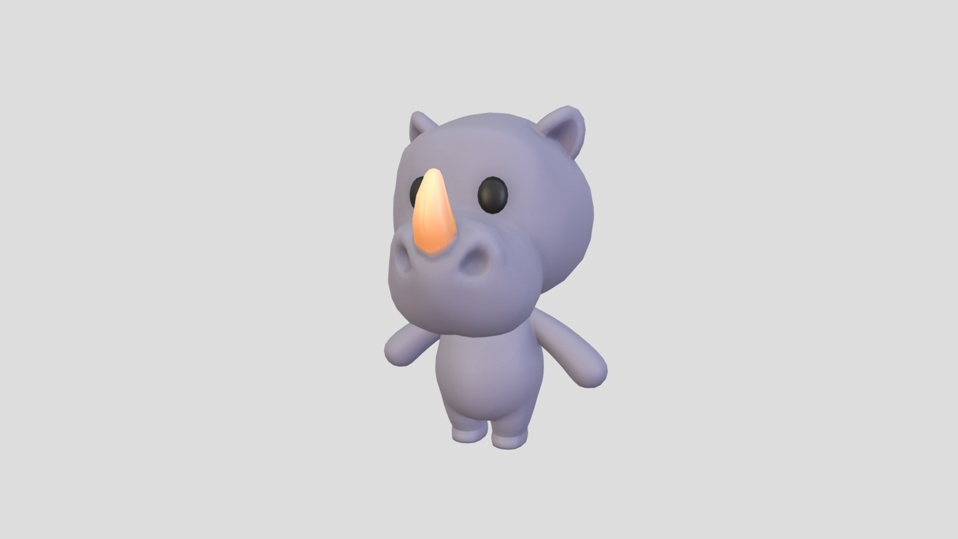 Rhino Character 3d model.      
    


File Format      
 
- 3ds max 2021  
 
- FBX  
 
- OBJ  
    


Clean topology    

No Rig                          

Non-overlapping unwrapped UVs        
 


PNG texture               

2048x2048                


- Base Color                        

- Normal                            

- Roughness                         



2,234 polygons                          

2,264 vertexs                          
 - Character022 Rhino - Buy Royalty Free 3D model by BaluCG 3d model