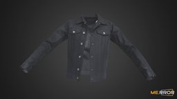Black Trucker Jacket fashion, jacket, clothes, ar, 3dscanning, trucker, photogrammetry, 3dscan, clothing, black, noai, fashionscan