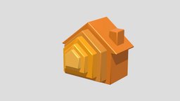 Home icon; Apple macOS orange, gadget, apple, icons, mr, prototype, icon, vr, ar, ios, xr, essentials, bigsur, macos, 3d, lowpoly, house, home