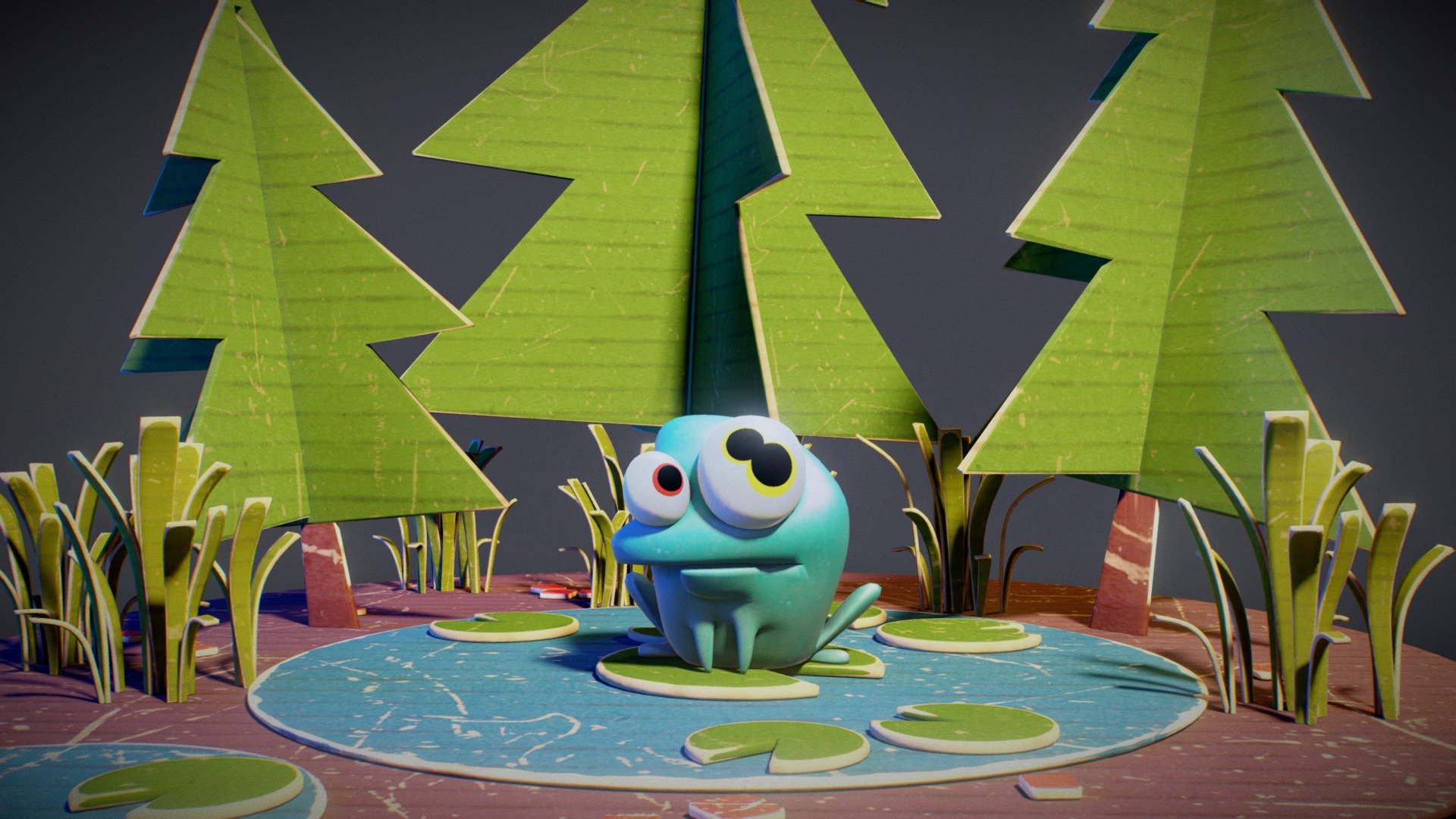 A frog in a cardboard environment  for a Sketchfab Weekly Challenge. Made in Blender 3d model