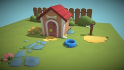 Doghouse casual, doghouse, vertexcolor, cartoon, blender, lowpoly