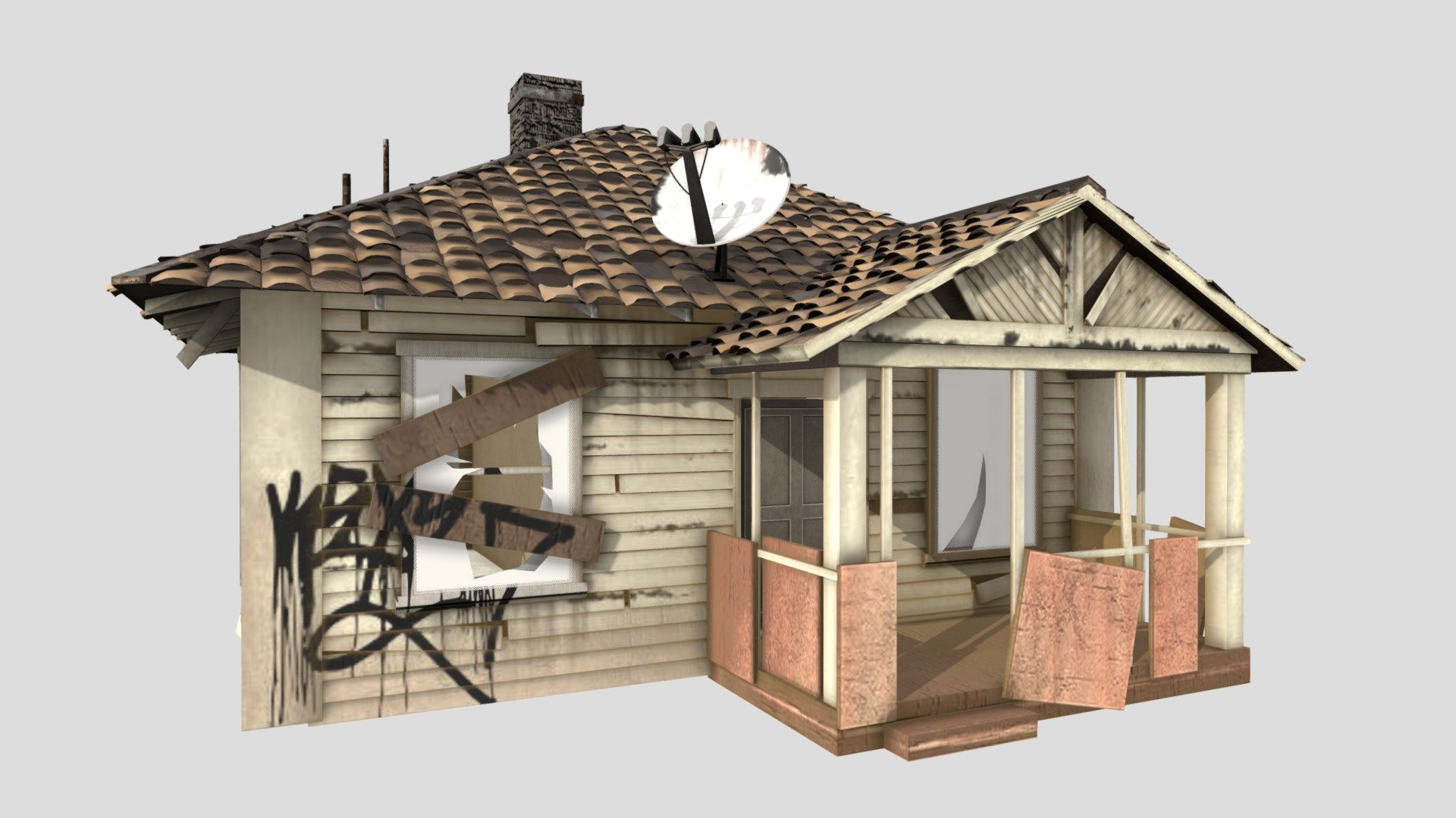 Abandoned old house in FBX and OBJ formats. Archive includes textures such as BaseColor, Emissive, Height, Metalness, Normal, Roughness.                     Have a good day :) - Abandoned_House - Download Free 3D model by Denys Hroshko (@denyshroshko) 3d model