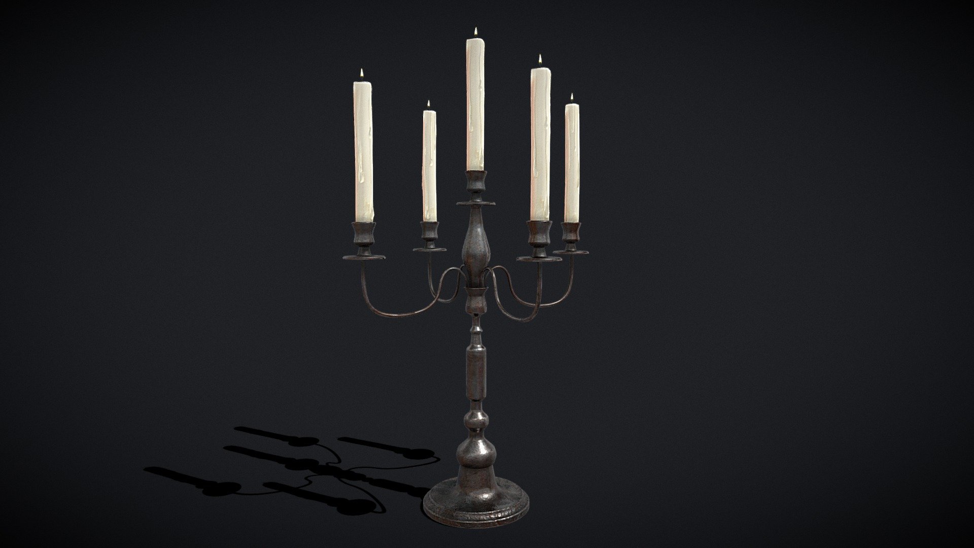 Five Point Candelabra 
VR / AR / Low-poly
PBR approved
Geometry Polygon mesh
Polygons 18,084
Vertices 18,066
Textures 4K PNG - Five Point Candelabra - Buy Royalty Free 3D model by GetDeadEntertainment 3d model
