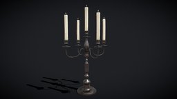 Five Point Candelabra wax, medieval, architectural, flame, antique, candle, candles, candlestick, decor, models, candlelight, melting, unrealengine, wick, various, additional, lowpoly, home, decoration, halloween, interior, light