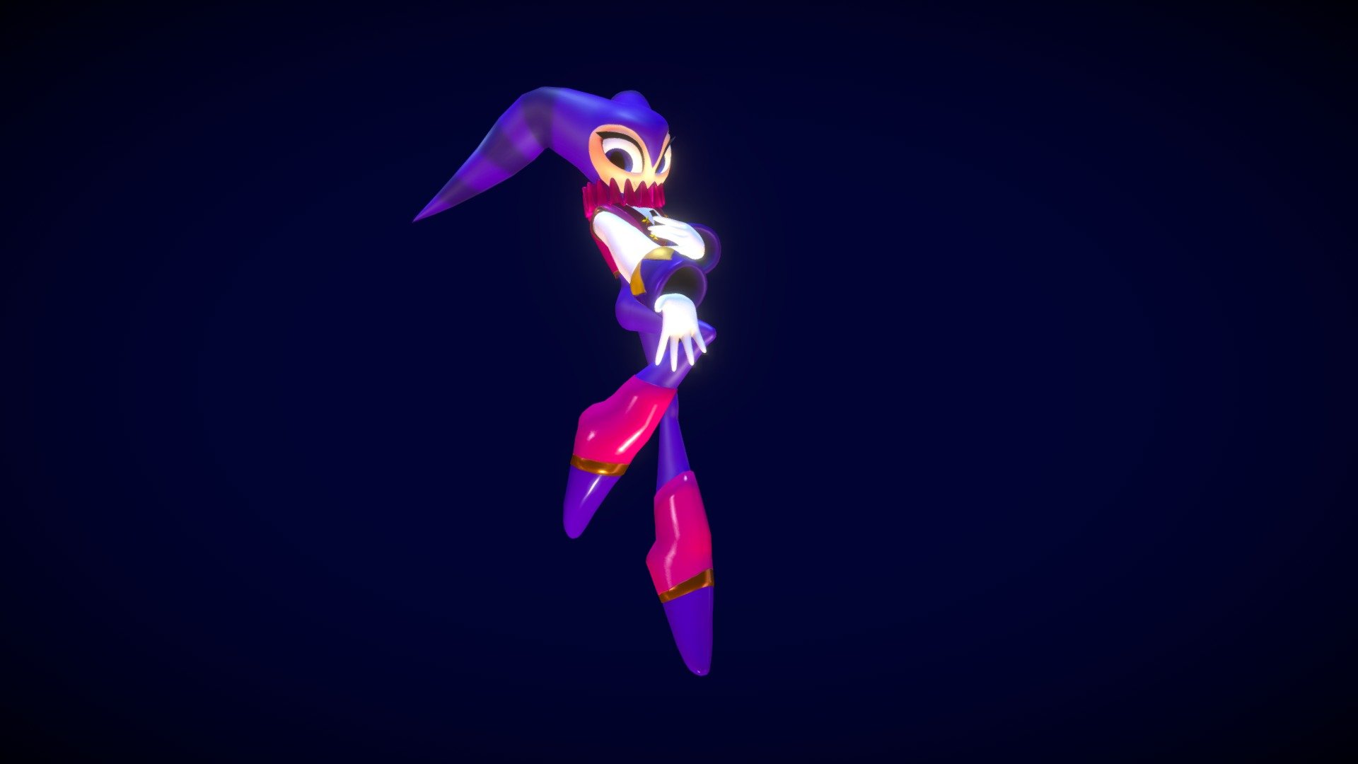 NiGHTS into Dreams is one of my very favorite little games!
I love NiGHTS as a character so much, they're really fun to animate! 

I had an awful time getting sketchfab to have the correct skinning once this model was uploaded, so it still has some errors. If anyone knows a way to fix this please let me know!  I used blender for modeling, rigging, and animation 3d model