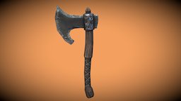 Axe based in Hand Painted Low Poly medieval, weapon, pbr, axe
