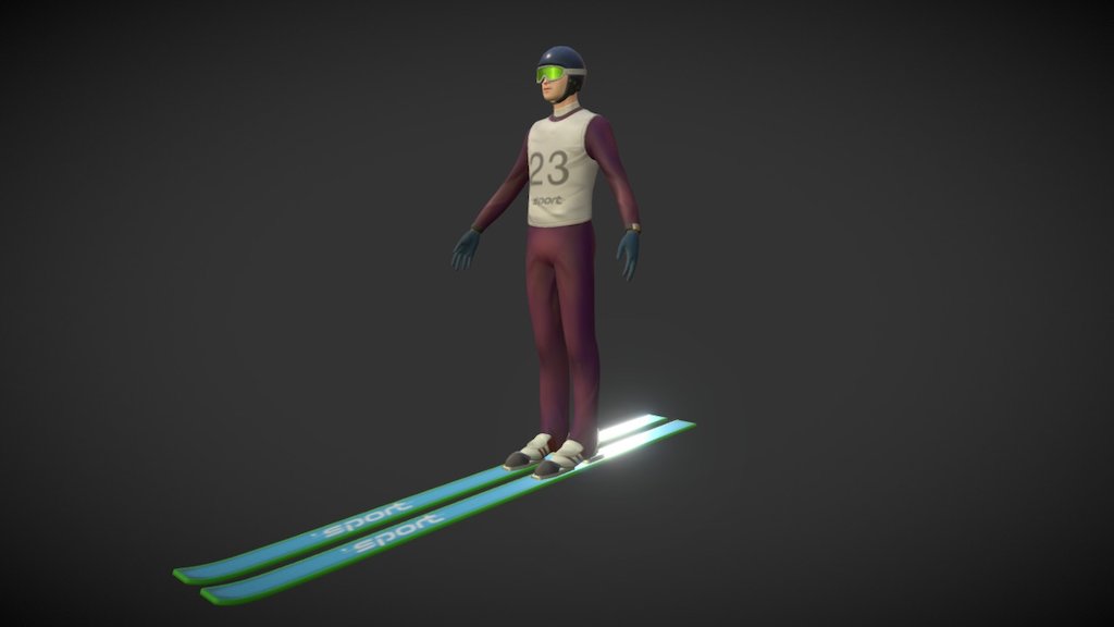Skier - 3D model by Devsanterr 3d model