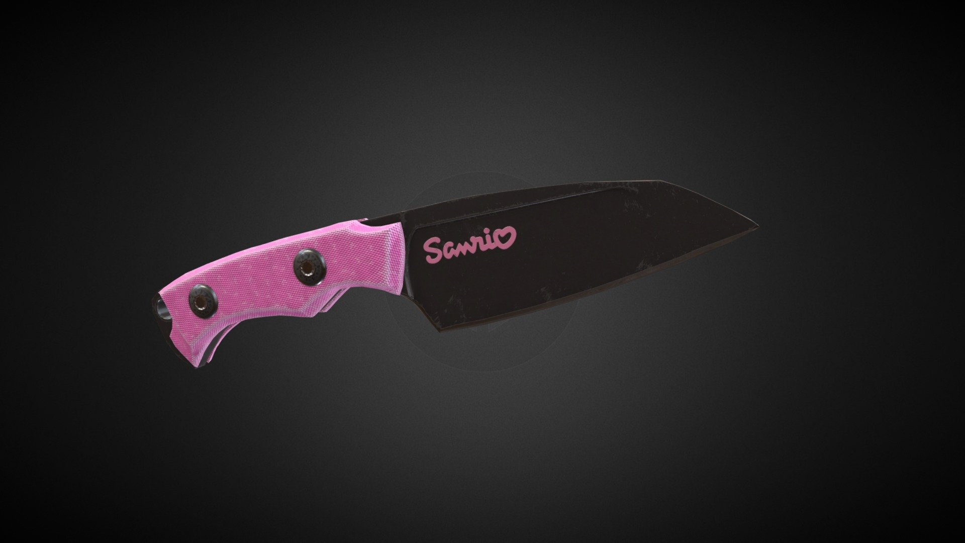 The game resolution version of the Dervish Knife: Dervish Tribal Edition with added textures and materials to create a cute, worn out knife. Features Sanrio's logo and their character Kuromi 3d model