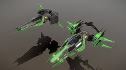ISD Modular Fighter fighter, starship, spacecraft, game-ready, pbs, msgdi, asset, pbr, lowpoly, scifi, ship, modular, space, spaceship