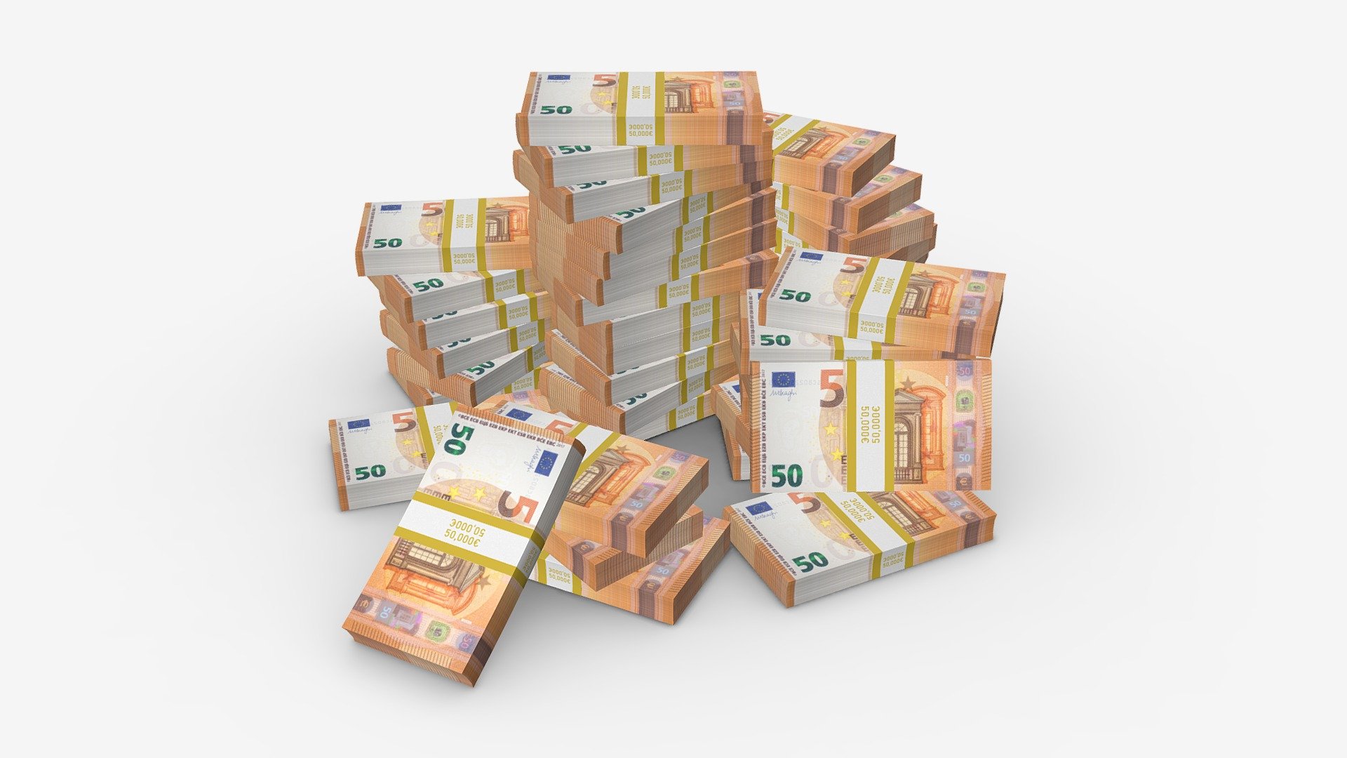 Euro banknote bundles large set - Buy Royalty Free 3D model by HQ3DMOD (@AivisAstics) 3d model