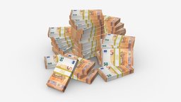 Euro banknote bundles large set european, money, euro, profit, currency, bank, bill, capital, 50, note, finance, stack, bundle, cash, payment, heap, savings, banknote, 3d, pbr