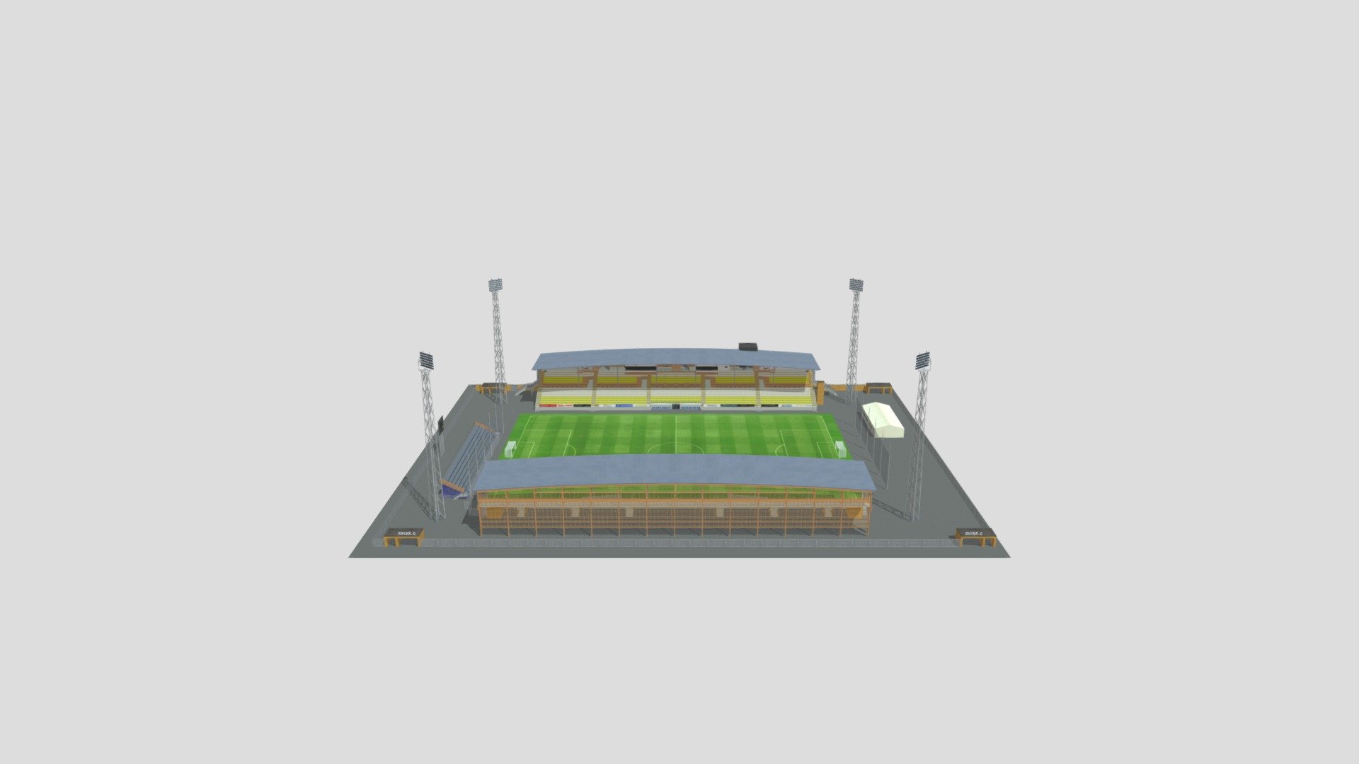 Hello everyone!
Today I present you Falcon Alkoholfri Arena, home ground of Falkenbergs FF, Sweden.
The stadium is created for a PC/video game (EA sports FIFA 14/16 for example) . The model is orignally created in Rhinoceros 3D v5.0, but it's compatible with v4.0 as well. The additional formats (except .blend format) are exported with Rhino 3D v5.0. All railings and fencing are 2D images with transparency set. The model is optimized for any kind of computer and video games. Light structure and high quality of detailization. The following formats are exported with Rhino 3D v5.0:

Rhinoceros (.3dm)
OBJ (.obj)
3D Studio (.3ds)
COLLADA (.dae)
SketchUp (.skp)
Autodesk (.fbx)
AutoCAD (.dwg)
AutoCAD Drawing Exchange (.dxf)
Ply (.ply)
Blender (.blend) - Falcon Alkoholfri Stadium - 3D model by gonzaga24 3d model