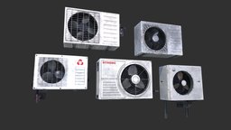 Air conditioning PBR Low-poly fan, rust, roof, ac, conditioner, hot, dust, window, unit, old, machine, box, cold, clima, vent, weather, ventilation, coolpaintrvr, cool, air, electric, wall