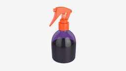 Plastic bottle with dispenser small care, clean, dispenser, mockup, water, spray, cleaner, liquid, hygiene, sprayer, blank, 3d, pbr, design, bottle, container, plastic, antiseptic