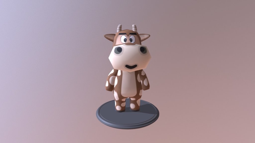 This is the first version of a cow character I am currently working on. Its for a low poly game my buddy and I started to develop last week. I will show further versions of this character as well as additional models here on sketchfab.

Here's my process using blender: I box modeled the body, the arms and the head as separate objects and smoothed everything with the subdivison surface modifier. For the texture I used a wacom tablet in combination with blenders texture paint mode. I have no experience with texture painting, but I'm quite happy with the first result. I merged all objects and rigged the character in T-pose. 

Any feedback is appreciated :) - Cow character - 3D model by Blenderkurt (@kurtstangl) 3d model