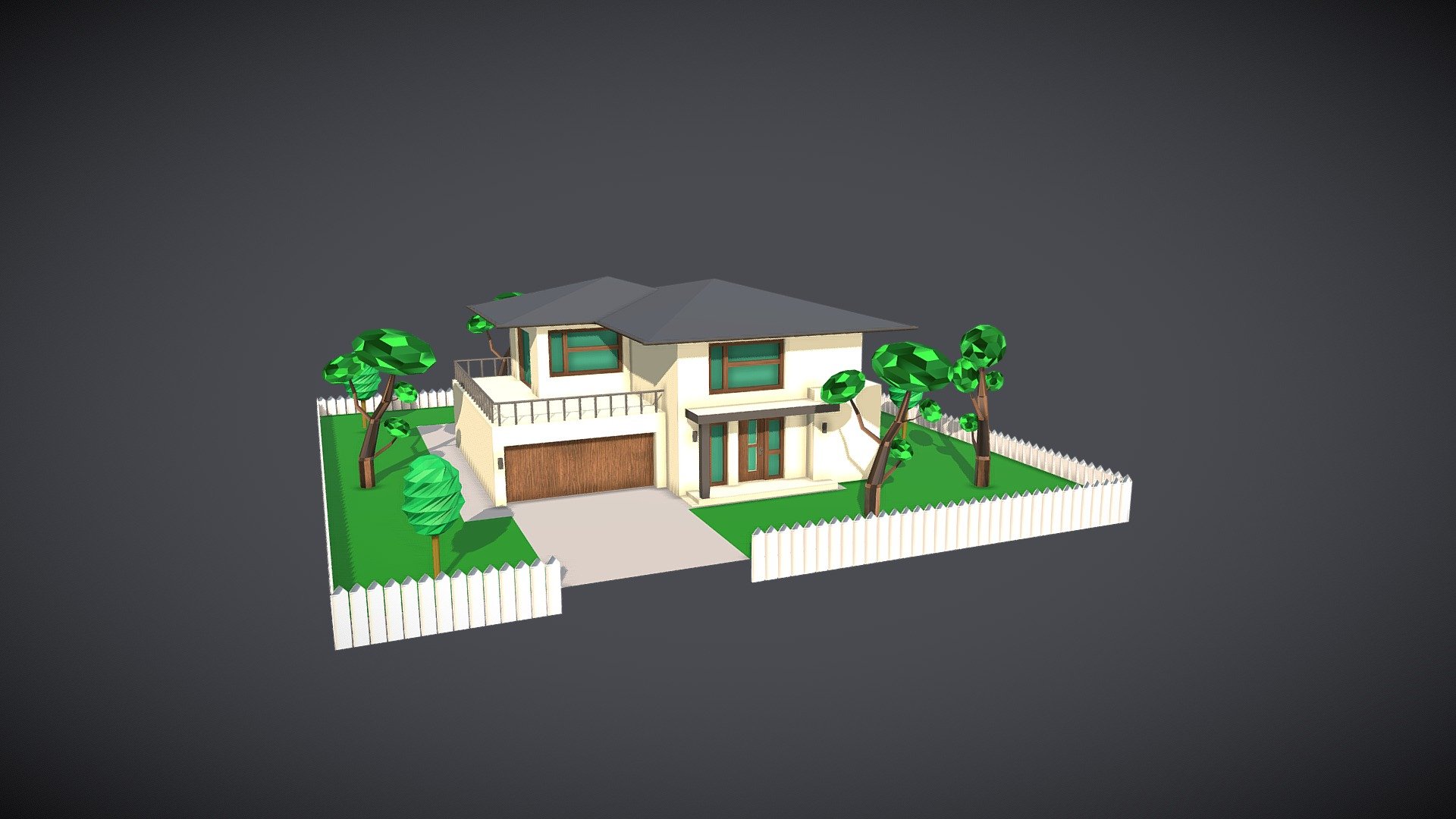 Low-Poly House + Yard - Buy Royalty Free 3D model by Incod ART 3D (@incodart) 3d model